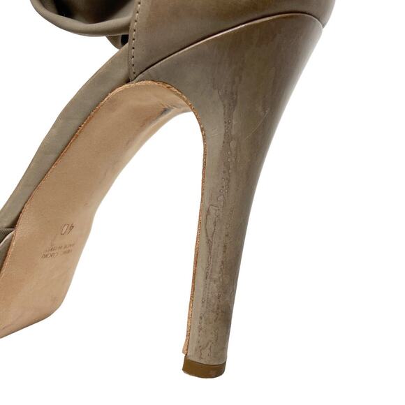 Guglielmo Rotta Beige Platform Heel Open Toe Leather Trim Womens Size 40 EU - Picture 8 of 15